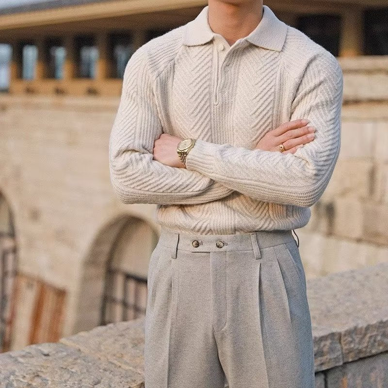 Strickpullover Herren mit Polokragen