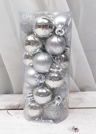 Christbaumkugeln Set 24-teilig – Silber