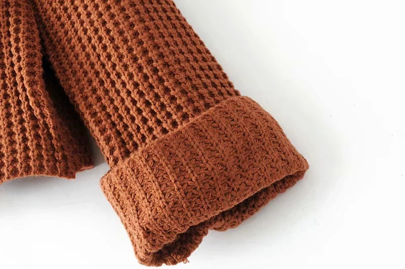 Waffelstrick Pullover Damen