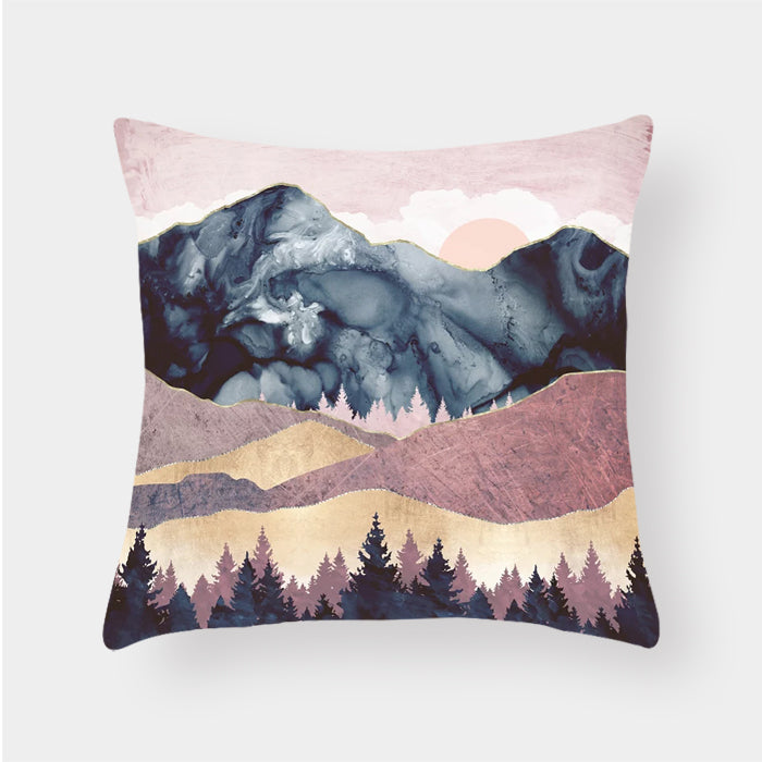 Kissenbezug Berglandschaft 45 x 45 cm – Rosé-Berge