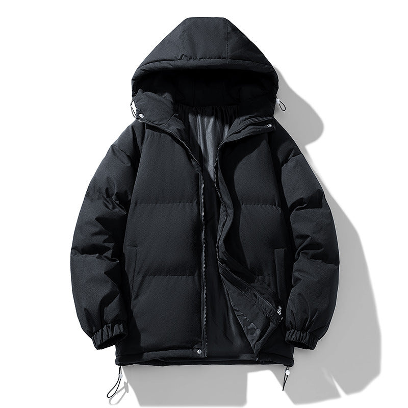 Pufferjacke Herren mit Kapuze oversized – Schwarz