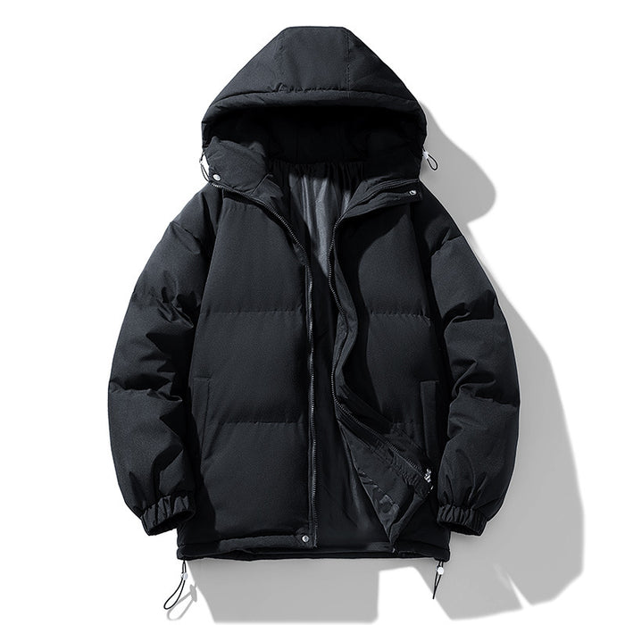 Pufferjacke Herren mit Kapuze oversized – Schwarz