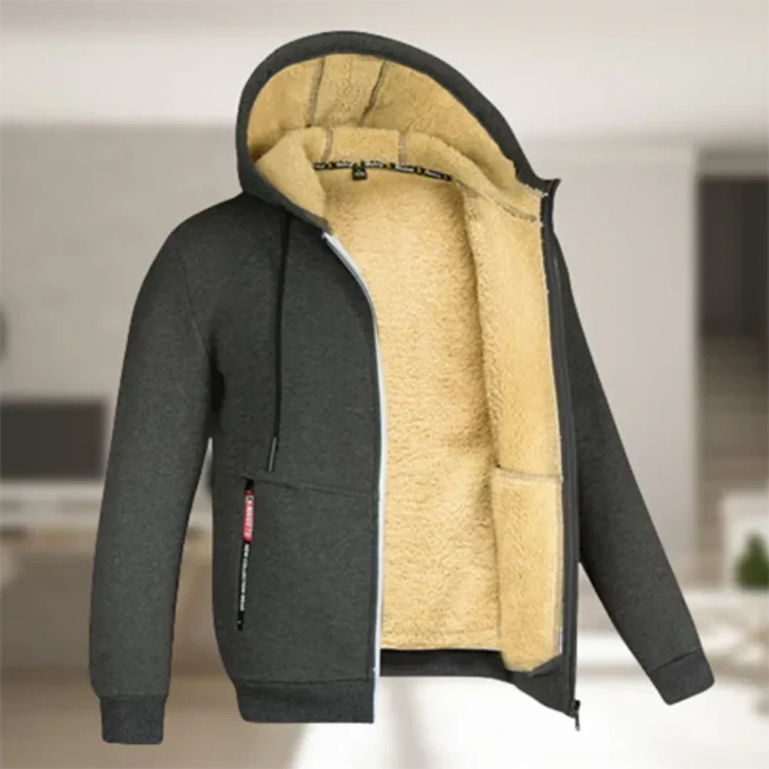 Sweatjacke Herren mit Teddyfutter in Dunkelgrau