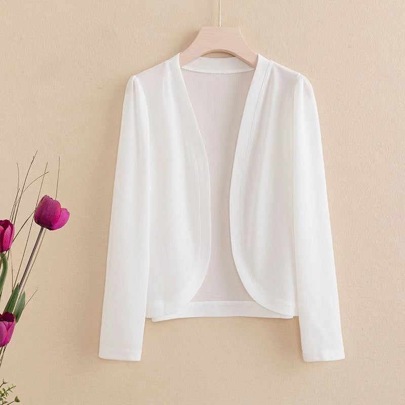 Kurzer Cardigan Damen offen – Weiß