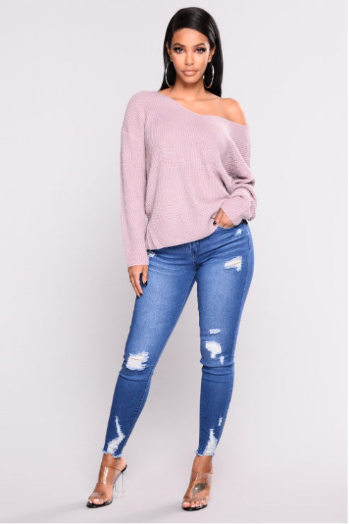 Röhrenjeans Damen High Waist – Blau