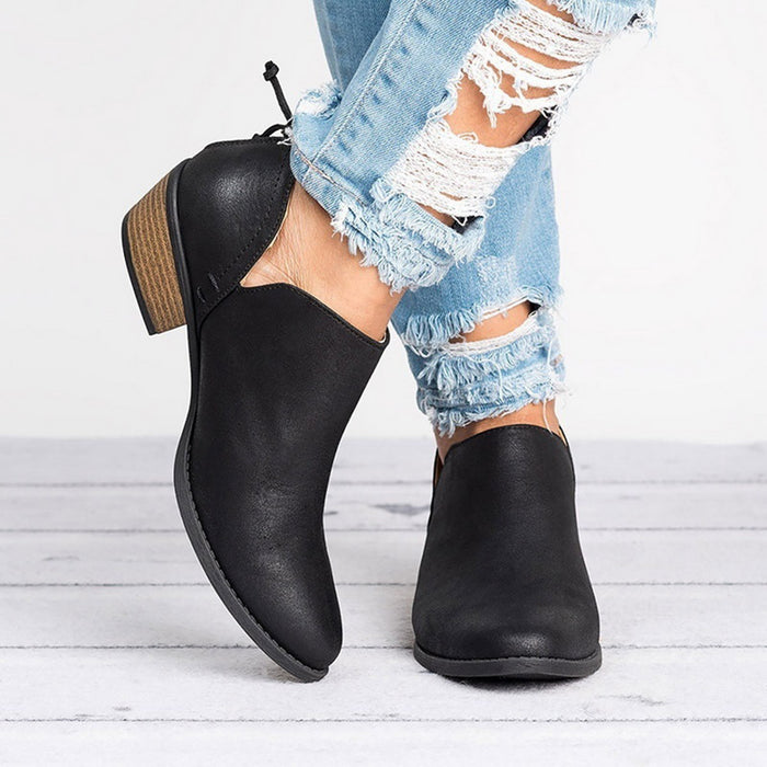 Ankle Boots Damen mit Absatz – Schwarz