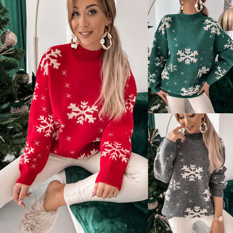 Weihnachtspullover Damen mit Schneeflocken