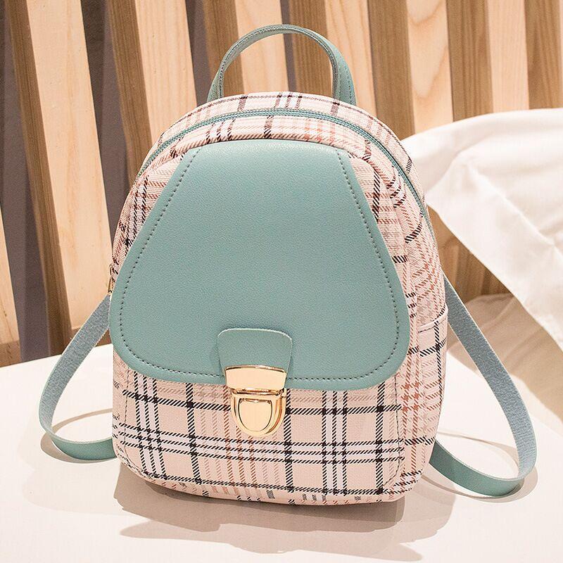 Kleiner Rucksack Damen kariert – Blau