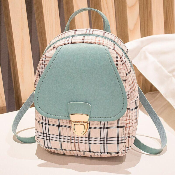 Kleiner Rucksack Damen kariert – Blau