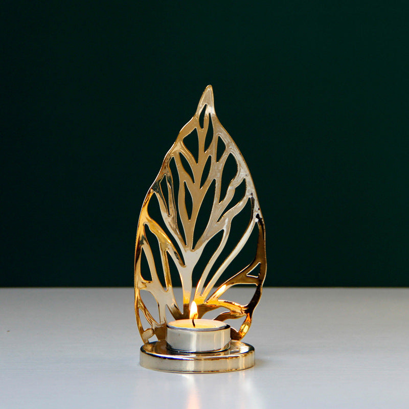 Kerzenhalter Gold in Blattform
