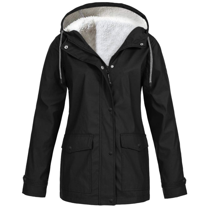 Outdoorjacke Damen mit Fleecefutter – Schwarz