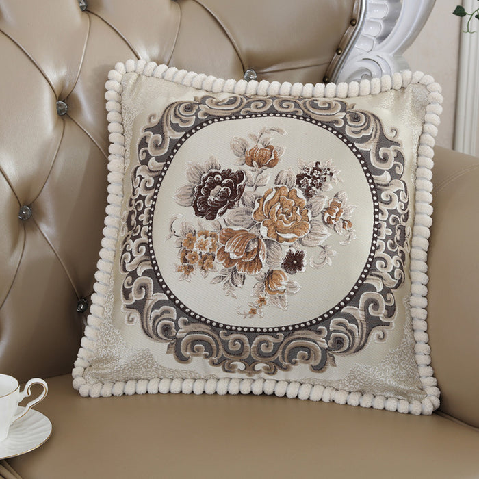 Kissenbezug Jacquard bestickt 50 x 50 cm – Beige