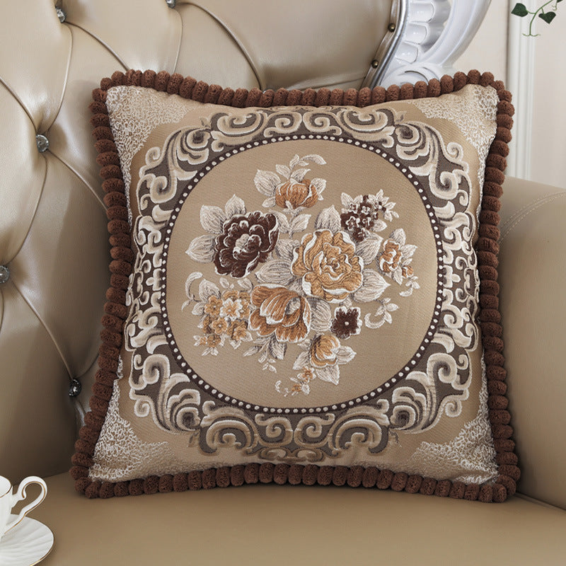 Kissenbezug Jacquard bestickt 50 x 50 cm – Kaffeebraun