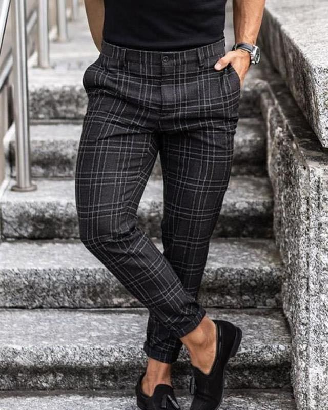 Leichte Karo Jogger Herren – Schwarz