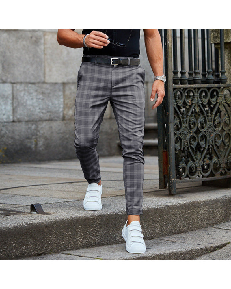Leichte Karo Jogger Herren – Grau
