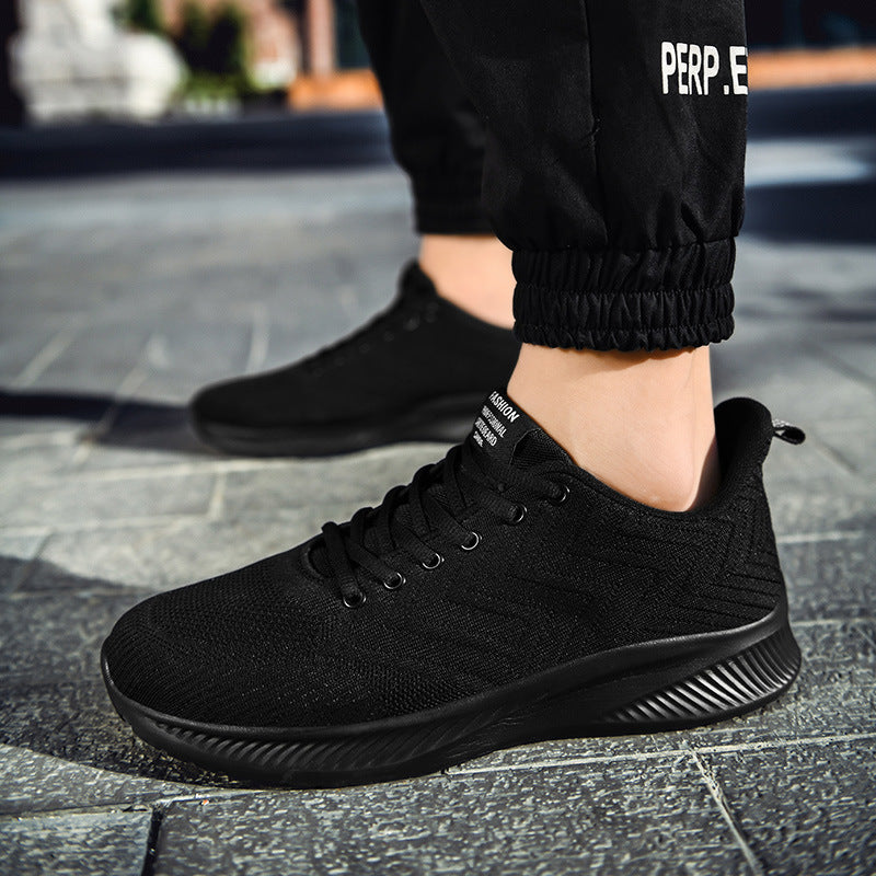 Sneaker Herren leicht aus Strick-Mesh – Schwarz
