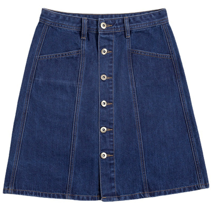 Jeansrock Damen midi mit Knopfleiste – Blau