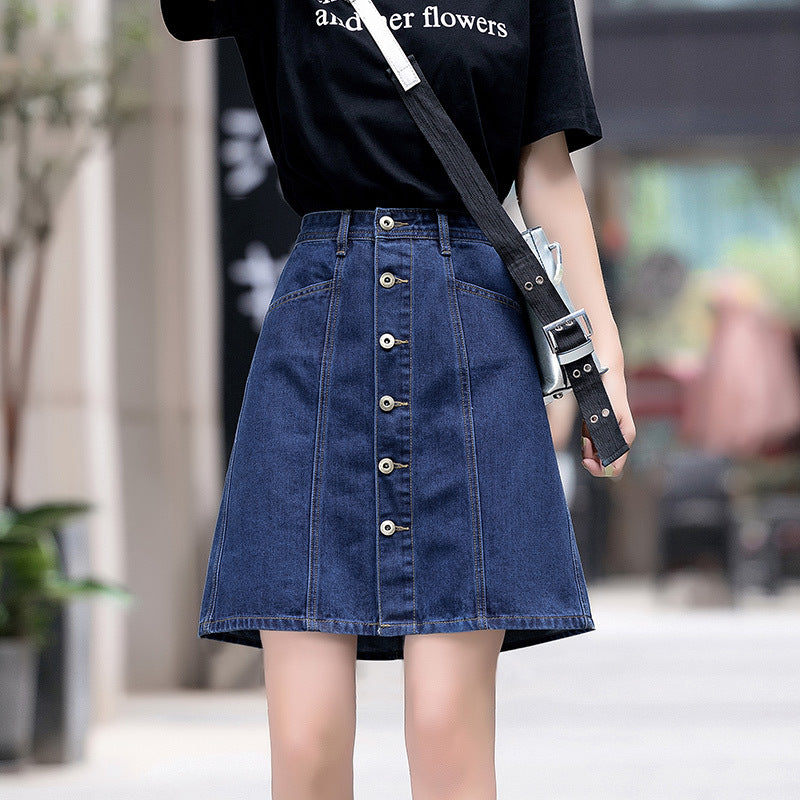Jeansrock Damen midi mit Knopfleiste