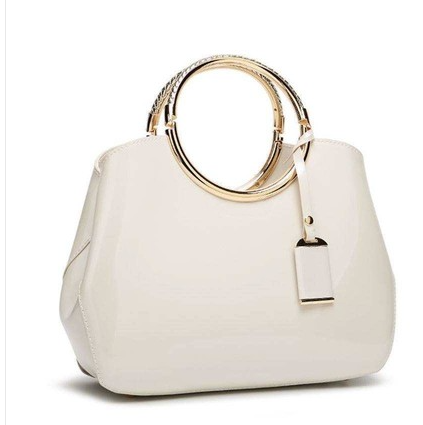 Party Handtasche Damen in Lackoptik – Weiß