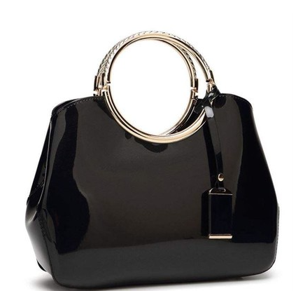 Party Handtasche Damen in Lackoptik – Schwarz