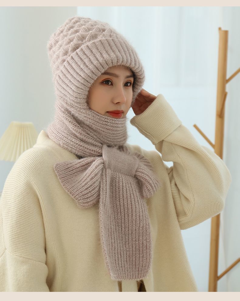 Mütze & Schal Set Damen gefüttert – Beige