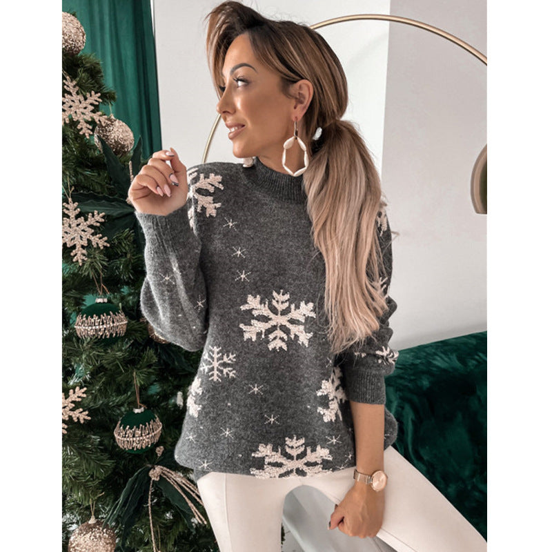 Weihnachtspullover Damen mit Schneeflocken