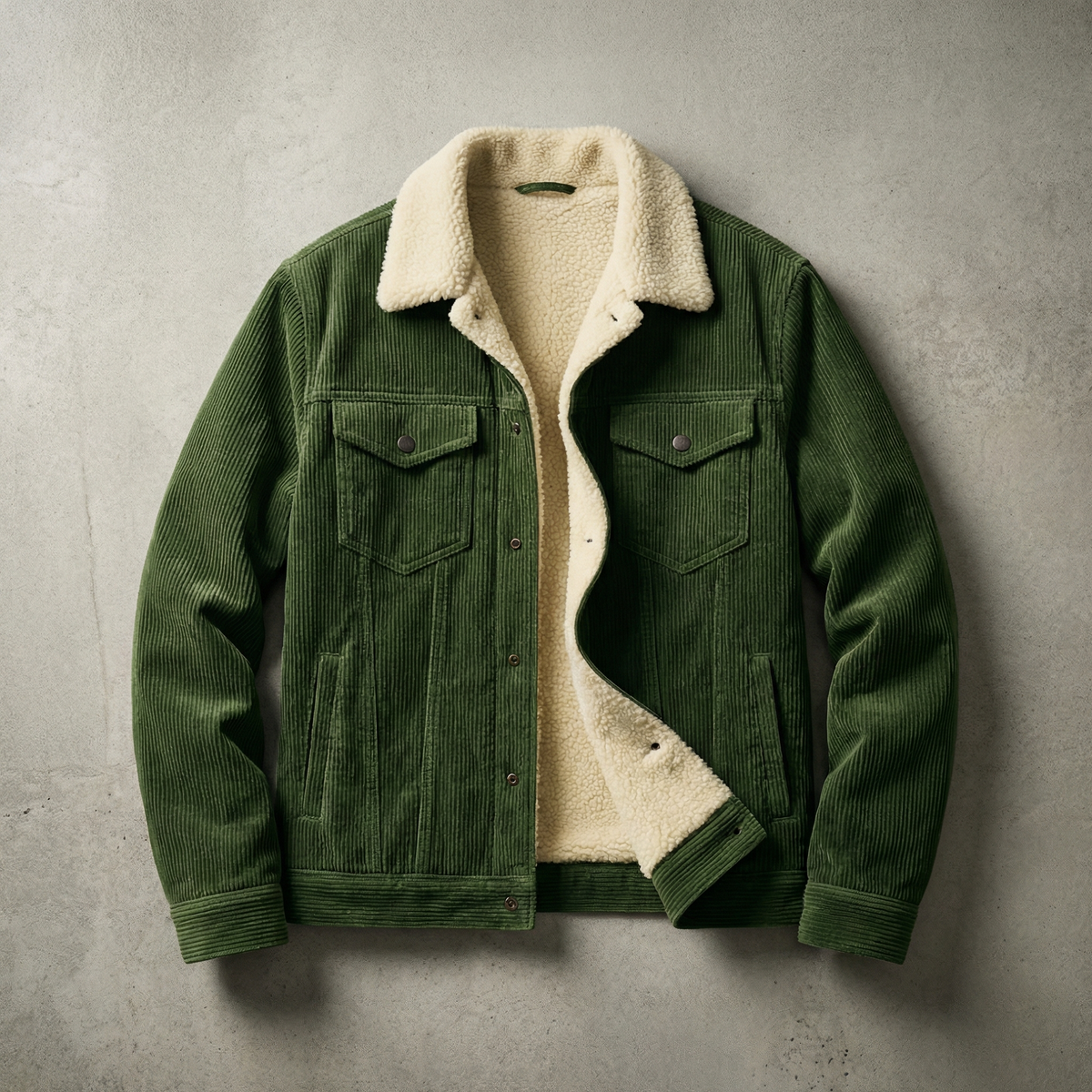Cordjacke Herren gefüttert in Grün
