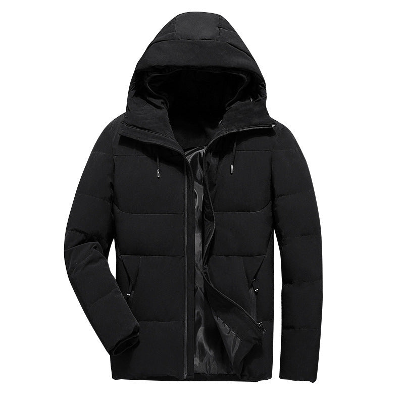 Wattierte Kapuzenjacke Herren – Schwarz