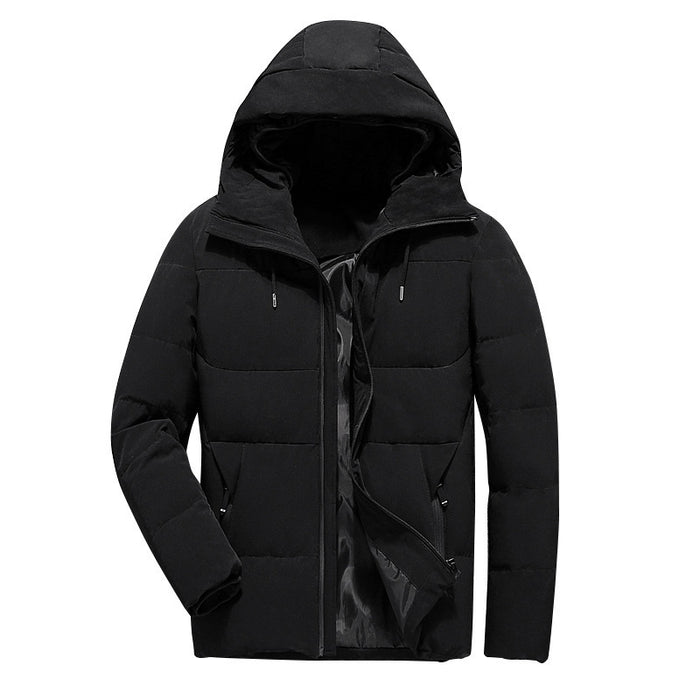 Wattierte Kapuzenjacke Herren – Schwarz