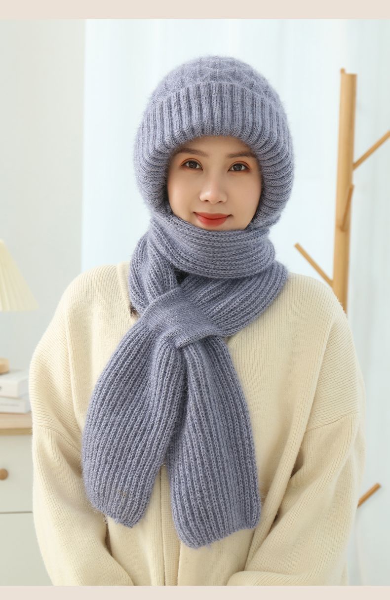 Mütze & Schal Set Damen gefüttert – Grau
