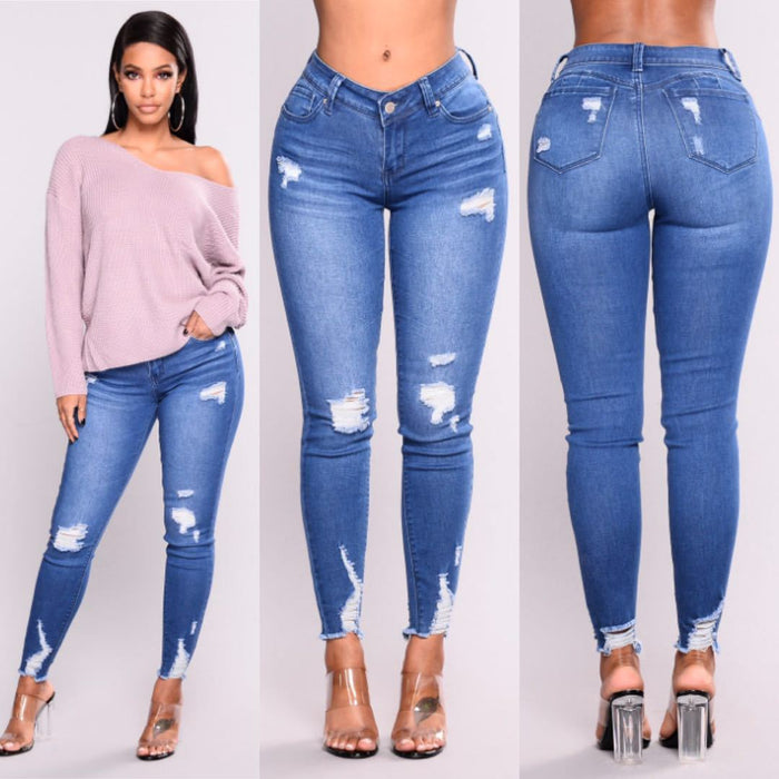 Röhrenjeans Damen High Waist