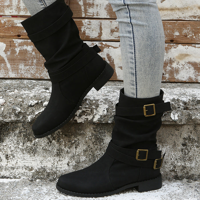 Stiefel Damen mit Schnallen – Schwarz