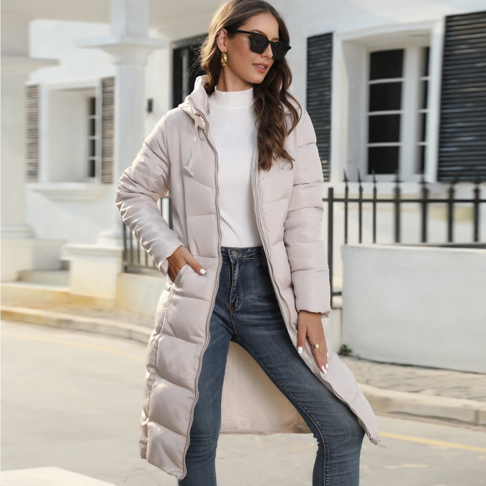 Wattierter Kapuzenmantel Damen – Khaki