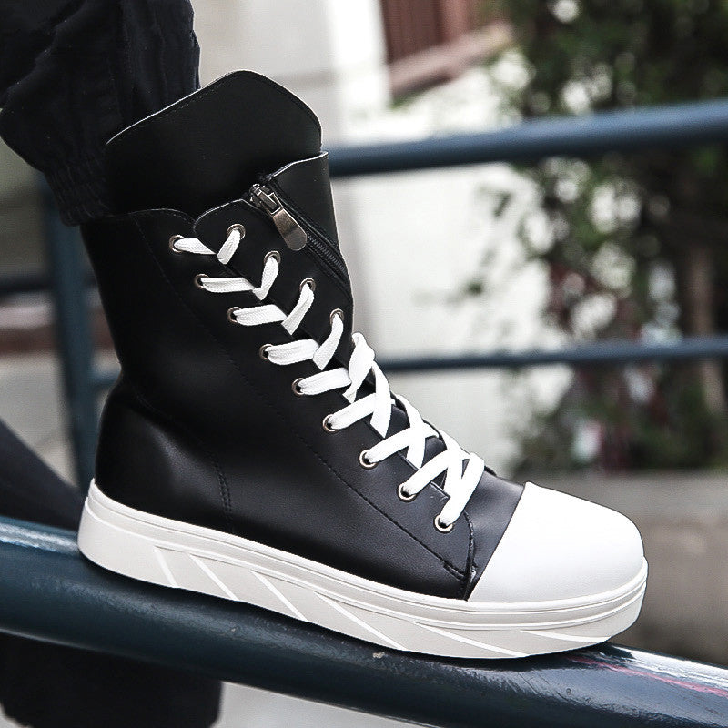 Hohe Schnürboots Herren – Schwarz-Weiß