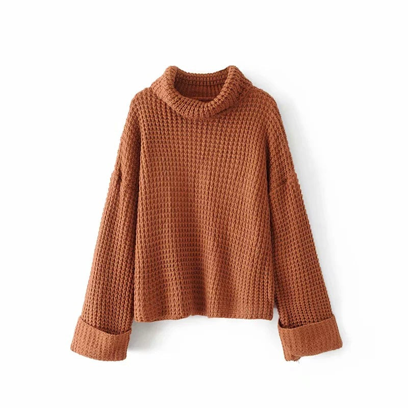Waffelstrick Pullover Damen – Rot
