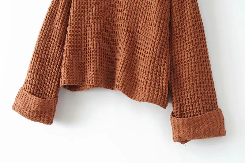 Waffelstrick Pullover Damen