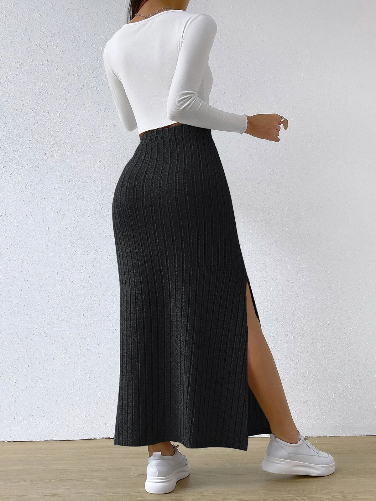 Strick Maxirock Damen mit Schlitz