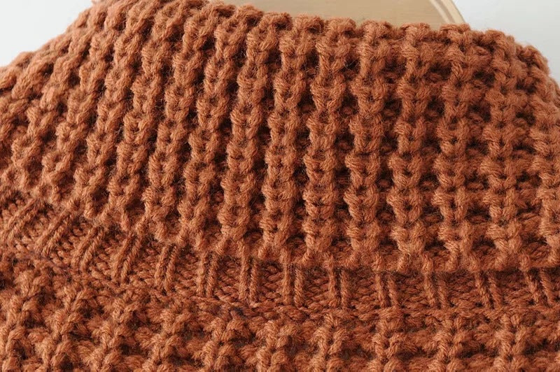 Waffelstrick Pullover Damen