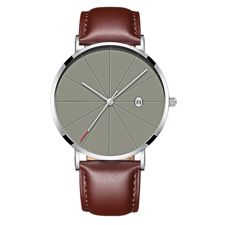 Minimalistische Armbanduhr Herren – Grau/Braun
