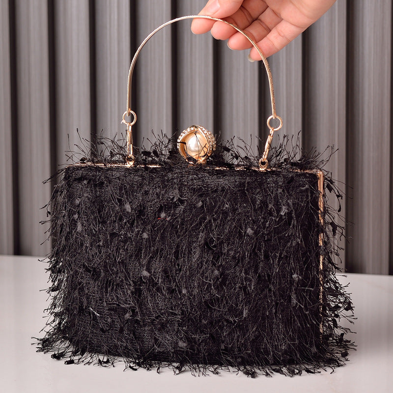 Abendtasche Damen mit Fransen – Schwarz