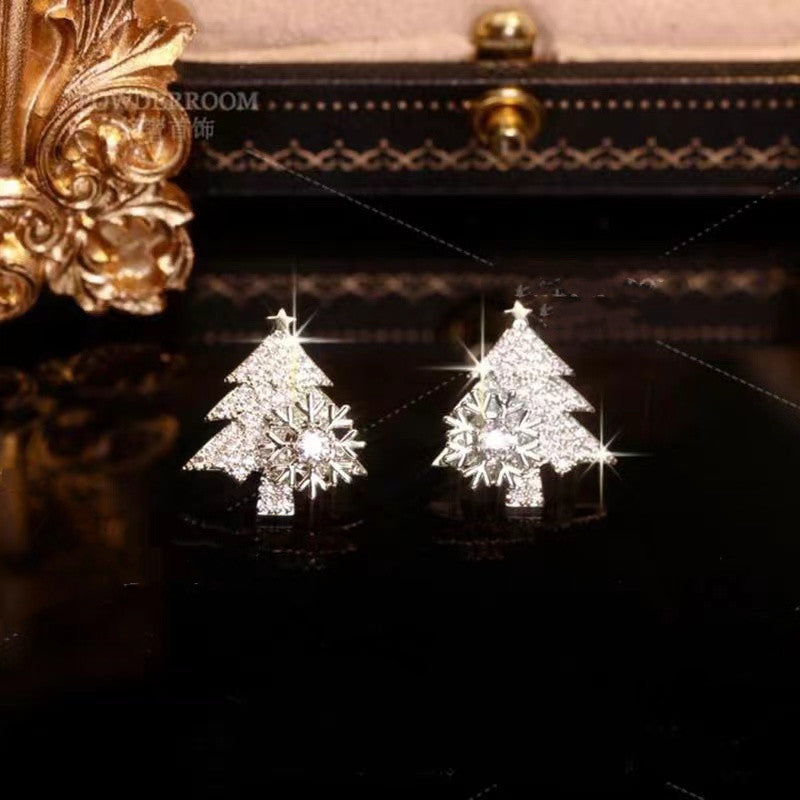 Weihnachtsbaum Ohrstecker Damen – Silber