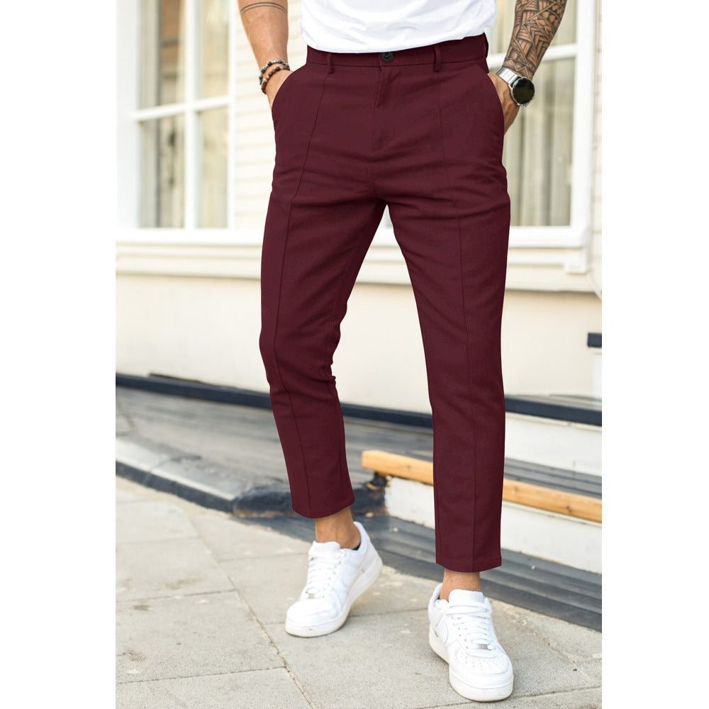 Stoffhose Herren Slim Fit in Weinrot
