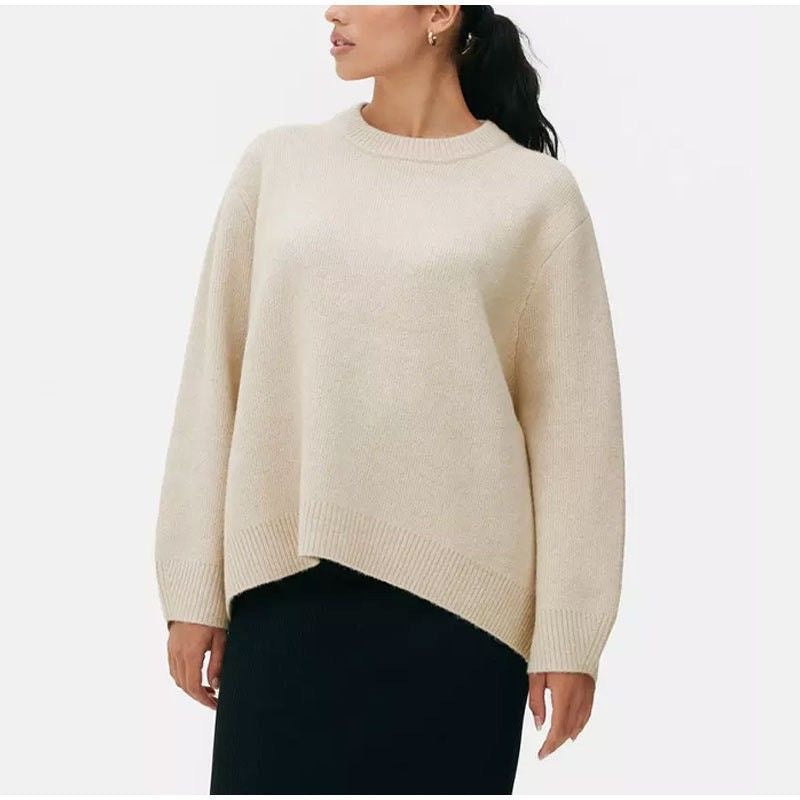 Pullover Damen Rundhals oversized – Khaki