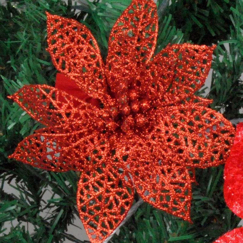 Glitzer-Weihnachtssterne 10er-Set – Rot