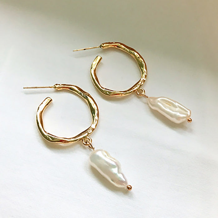 Perlen Creolen Damen – Gold
