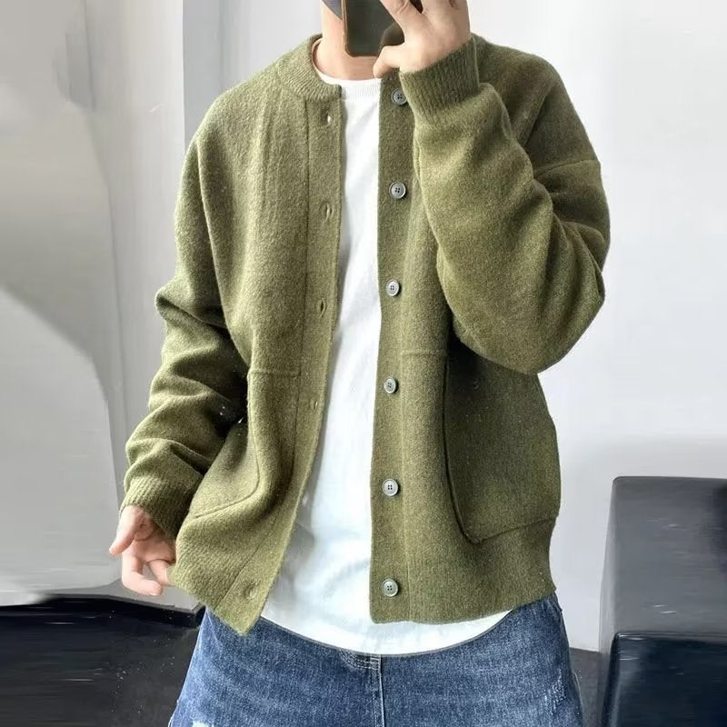 Strick-Cardigan Herren mit Knopfleiste – Grün