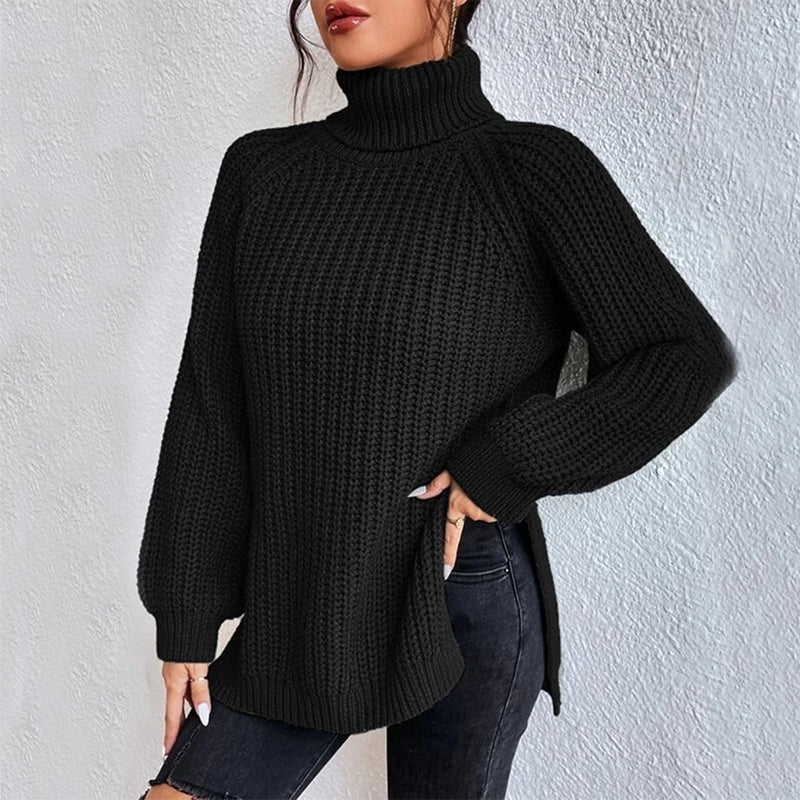 Rollkragenpullover Damen mit Seitenschlitz