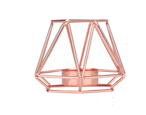 Teelichthalter geometrisch groß – Roségold
