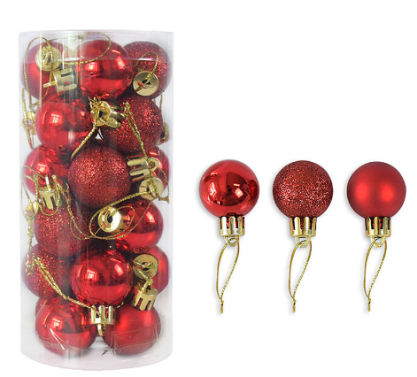 Christbaumkugeln Set 24-teilig – Rot
