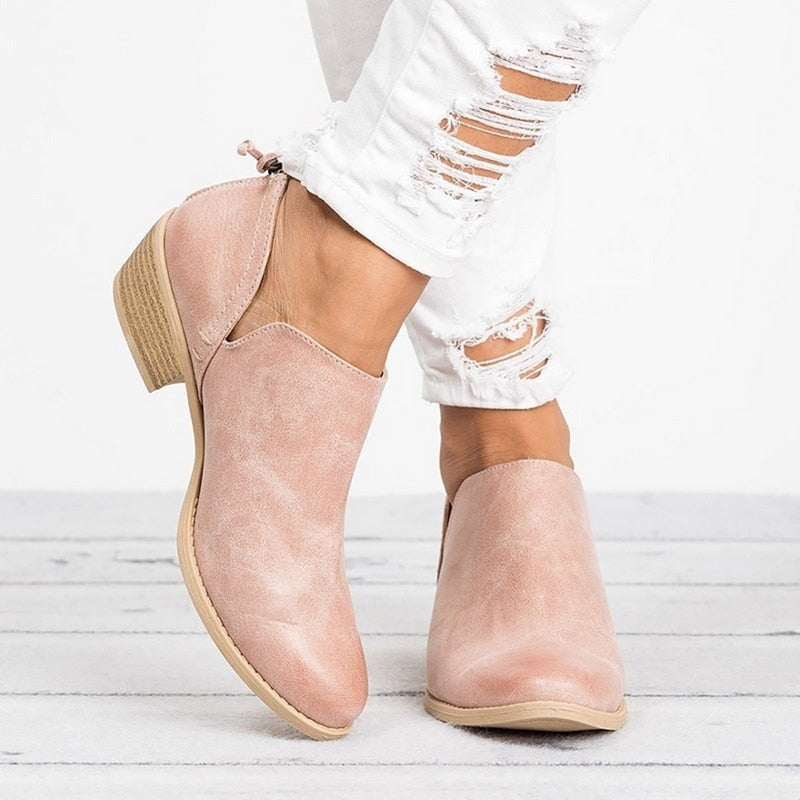 Ankle Boots Damen mit Absatz – Rosa
